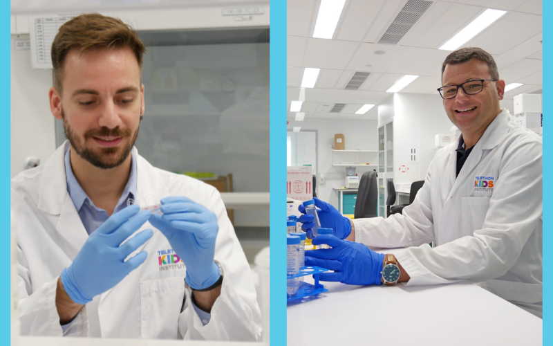 Tom Iosifidis and Anthony Kicic in the lab